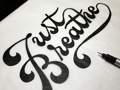 Breathe handlettering lettering script type