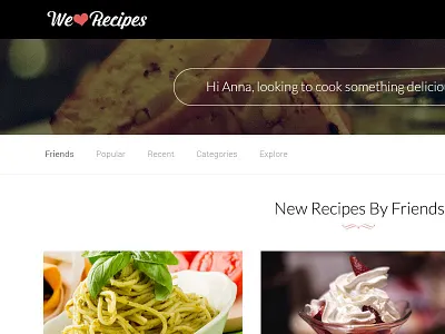 User Dashboard web UI design - WeLoveRecipes community dashboard recipes sharing ui web weloverecipes