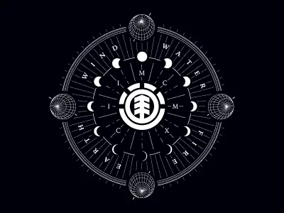 Moon Cycles apparel black and white element moon cycle skateboarding star chart wip