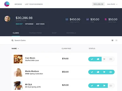 Account Dashboard activity flat material stats summary ui ux website