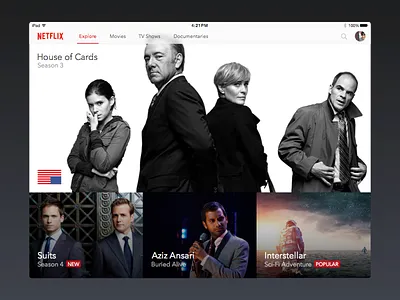 Netflix for iPad app application design free freebie ios ipad netflix sketch ui ux