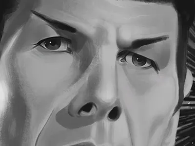 Nimoy black and white digital painting illlustrator nimoy paint photoshop space star trek tablet warp