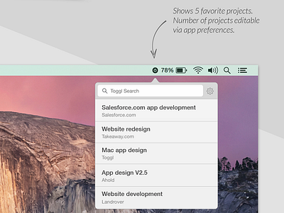 Toggl Mac OS X Re-design app