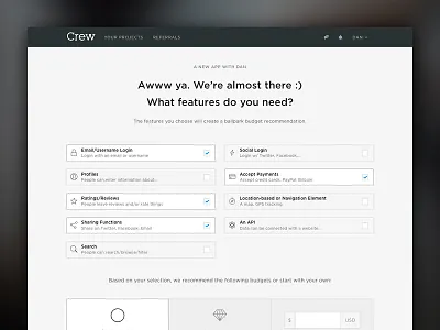 Project Submission: Features checkbox checkmark crew flow form questions sign sign up submission