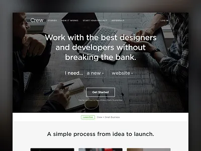 A New Crew clean crew hero landing page simple web design website