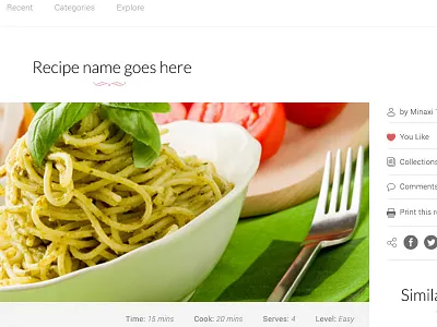 Recipe Details Page - WeLoveRecipes web UI design project community design food item details page recipes ui user interface design