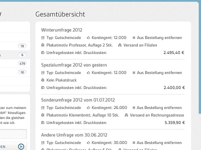 Bestellprozess, Bestellübersicht