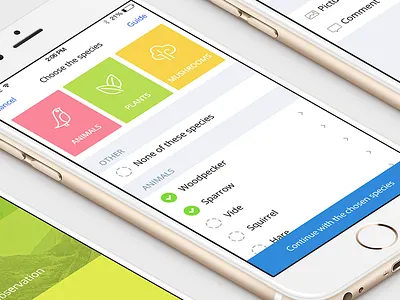 Nature Observation App animals app checkbox eco icons iphone list mobile nature navigation observation settings