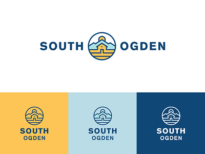 SO Logo blue circle gold home house logo mountains ogden south sun utah