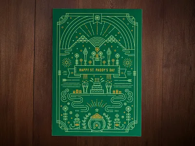 Happy St. Paddy's Day / Birthday beer clover festival gold icons illustration leprechaun line art rainbow shamrock st paddys st patricks day