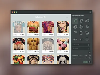 Shopping App app cards grid shirts shop shopping t shirt ui webapp