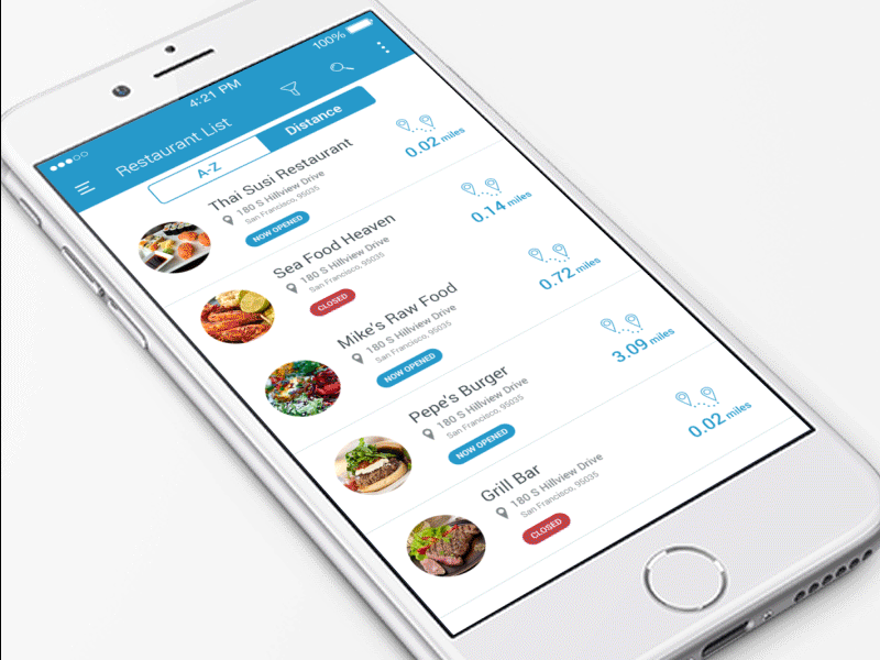 Restaurant app concept animation application ios mobile restaurant