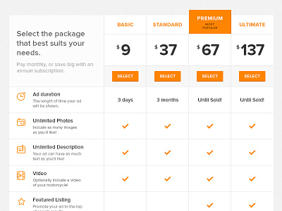 Pricing Table money packages price pricing table ui ux web