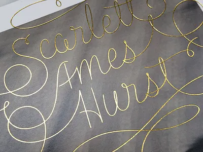 Scarlett Script announcement birth custom gol lettering monoline script swash