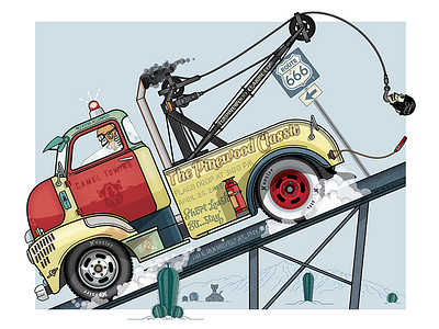 Camel Towing X Pinewood Classic chevy coe illustration the pinewood classic timothy brennan tow truck vector