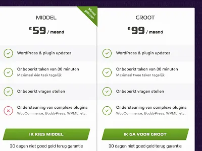 Wp Agents pricingpage checkmarks cta package price pricing pricingtable responsive table table