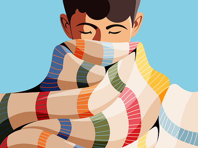 Cold Days abstract app character colorful comfort zone design fun illustration layers man scarf vector warm clothing website winter