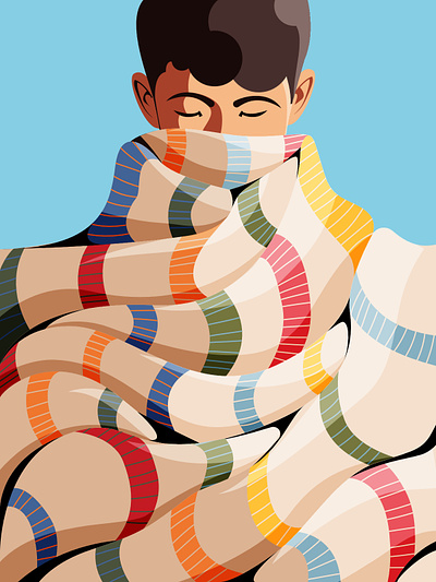 Cold Days abstract app character colorful comfort zone design fun illustration layers man scarf vector warm clothing website winter