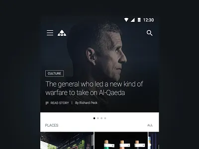 App-Landing screen shote android app bangalore bar business home icon india material design news ui ux.