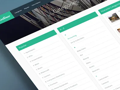Categories Preview categories list minimal ui ux web
