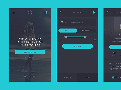 Stylist android app dark data interface ios product tbt ui