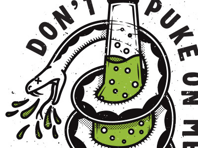 Dont Puke beer design dont tread on me doodle fun illustration puke snake