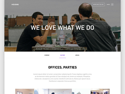 Housing culture page branding careers culture housing landing logo real estate team ui ux web website