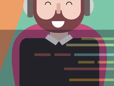 Happy Dev back end coding developer illustration