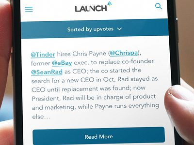 LAUNCH Ticker homepage re-design mobile news ticker ui web app