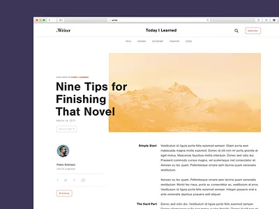 .Writer Web article blog clean layout minimal publishing typography ui webdesign writer