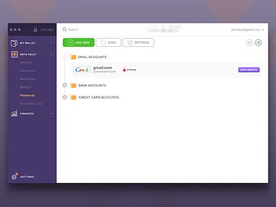 Personal Data Management Mac App app clean data desktop finance mac management minimal personal ui ux