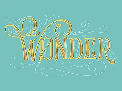 Wonder flourishes illuminated lettering maximalism vector