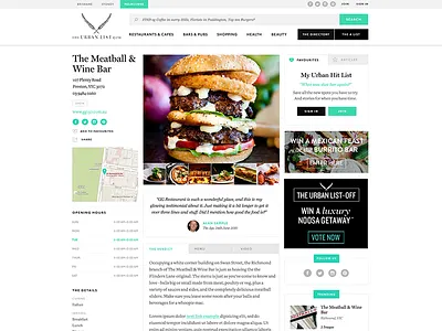 Urban List - Business Listing Page business design list reviews site urban website