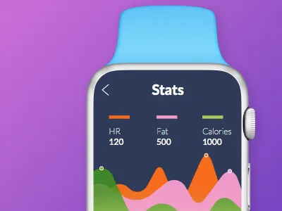 Apple Watch - Health Stats Report apple apple watch clock fitness flat graph health ios sport statistics ui watch