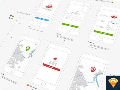 Sketch Freebie + Presentation Dynabike iPhone 6 app free freebie ios iphone mockup sketch ui ui kit ux wireframe