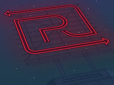 Return Path Poster arrows building neon night path poster return sign stars