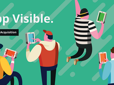 Peepin That Phone ad apps billboard illustration people phones pointy print snapchat texts