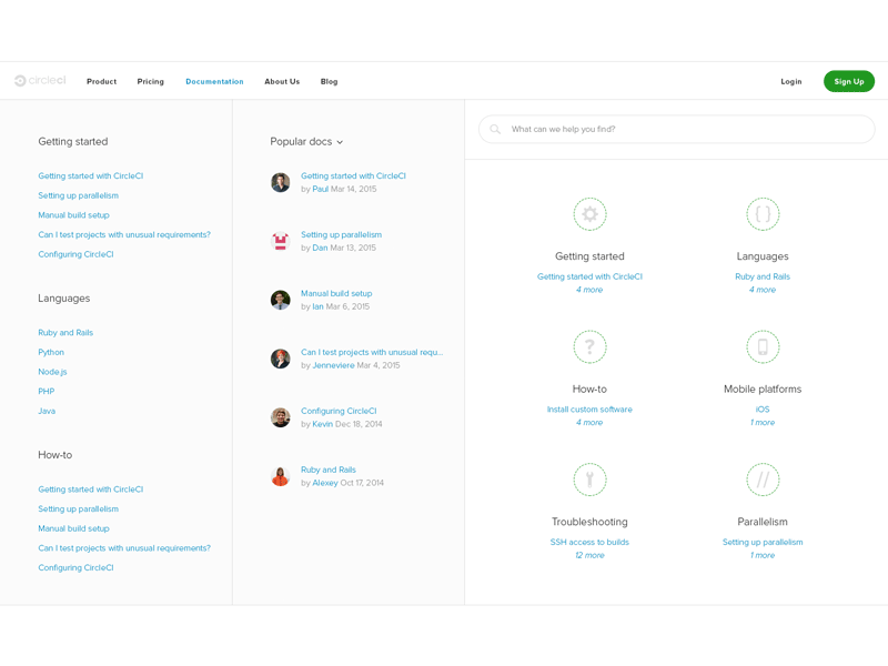 Docs Redesign WIP circleci design process docs documentation precursor redesign search social support ux wip wireframe