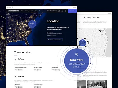 Less Doing, More Living — Location Page agenda conference event lights location map new night transport venue website york