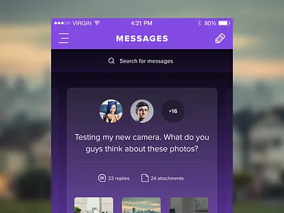 Messages as Sliding Cards app creativemarket ios ios app photoshop sketch social template