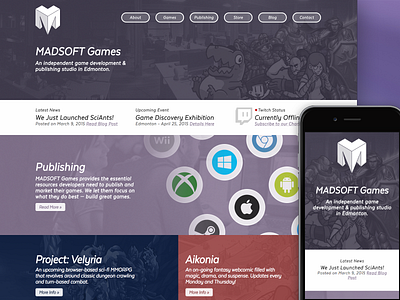 MADSOFT Games – 2015 Redesign (W.I.P.) branding flat games header redesign responsive website wip