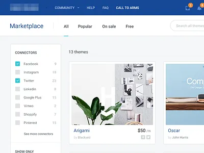 Marketplace [wip] app cards flat goods interface marketplace media social ui user web website