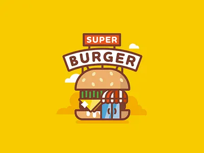 Superburger / Burger Cafe burger cafe illustration line logo mark simple stolz