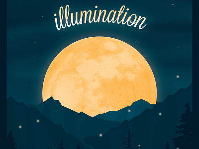 Lumination Poster fireflies illustration moon mountains sky sprites stars trees