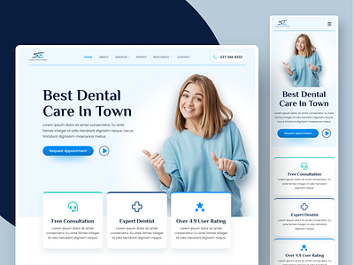 Dentistry Website Design dental dental clinic dentistry design freelancer landing page minimal design page responsive design trendy design ui ui designer uiux ux ux designer web web design webpage website website design