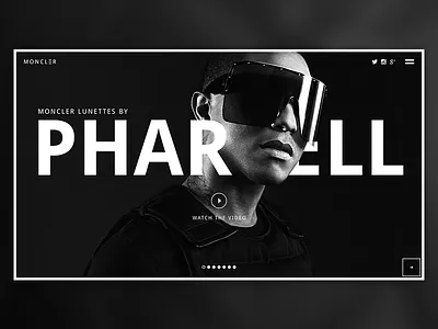 Moncler Lunettes application black dark interface lunettes moncler pharrell sunglasses typography web white williams