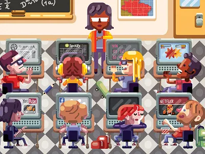 School Exams - Usbek & Rica adobe illustrator editorial graphic illustration school