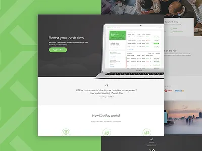 Kickpay Homepage app b2b business dashboard flat homepage landing page ui ux web design website