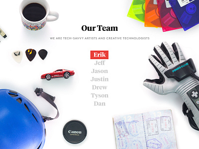 Truth Labs Site - Our Team (1 of 2) desk interaction objects personality photo photography website workspace