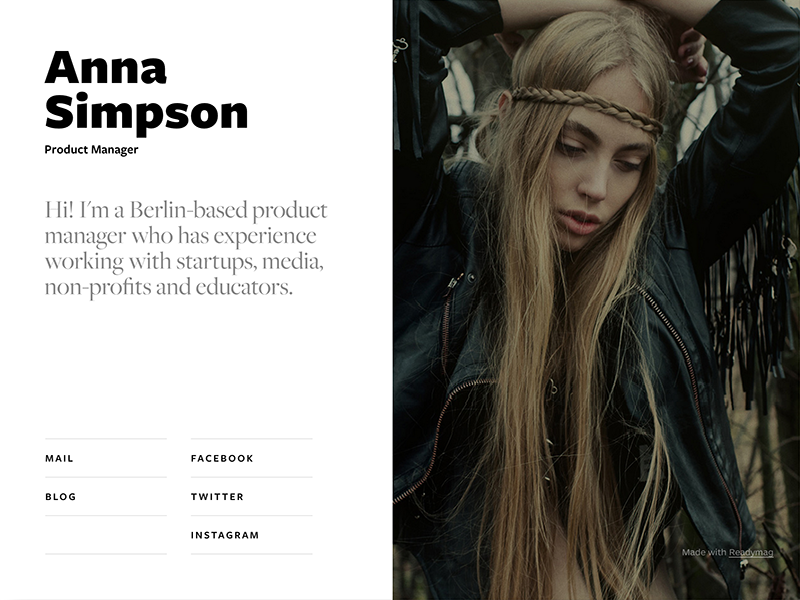Microsite Templates readymag templates website